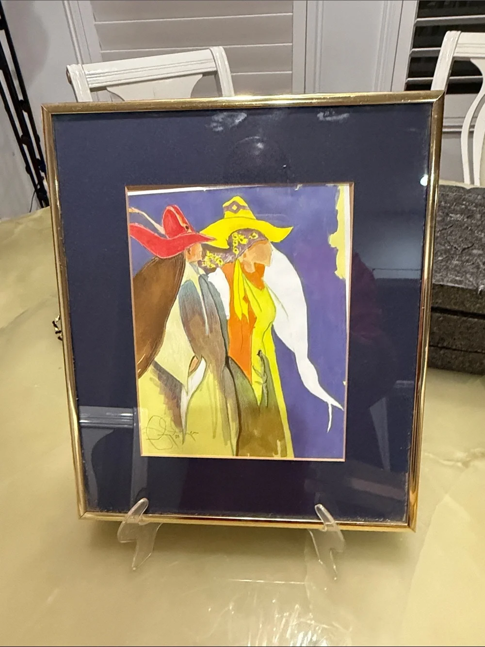 Larry Moyer Girl’s Day Out Signed Mixed Media Print Framed Fashion Art 2016